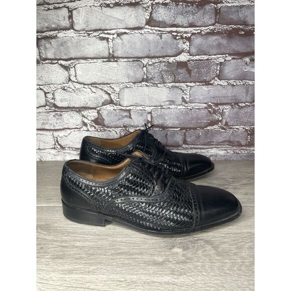 Magnanni Black Leather Basketweaves Woven Lace Dress Shoes Men’s Sz 8.5M US/42EU main image 5